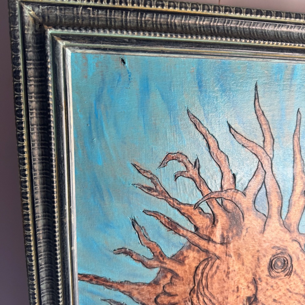Handmade Seahorse Carved Wood Painting 26x16 Tropical Coastal decor nautical Art - Picture 10 of 10